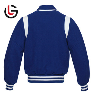 Baseball College Student Varsity Jacket Letterman avec corps en laine noire et veste à manches en cuir blanc pour hommes col rond - Product Image 3