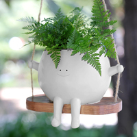 Pot de fleurs suspendu pour chaise balançoire, pot de plantes avec visage souriant pour intérieur et extérieur, cadeau unique pour la fête des mères, l'anniversaire, Noël