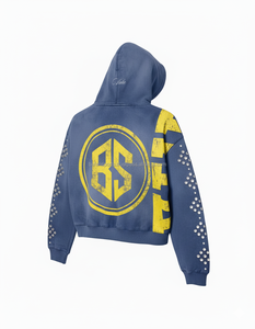 Sudadera con capucha gruesa de invierno con cremallera de primera calidad 420 GSM tejido polar cálido suave interior azul amarillo diseño personalizado logo estampado básico Sudadera con capucha - Product Image 3
