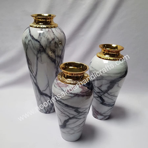 Jarrón de flores de hierro costero clásico esmalte de mármol blanco hogar restaurante vajilla decoración directo de fábrica al por mayor mejor jarrón de suelo - Product Image 3