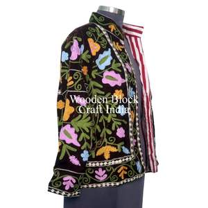 Wholesale Cotton Suzani <b>Velvet</b> Stand Eco-Friendly <b>Jacket</b> Hand Embroidery Floral Pattern Unisex Handmade short coat <b>for</b> <b>Women</b> - Product Image 5