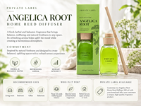 Diffuseur de parfum à la racine d'angélique, marque privée, 250 ml |   Parfum d'ambiance à base de plantes et de balsamique |   Fabricant OEM Espagne