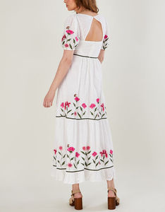 Haute qualité élégant décontracté été Midi Maxi robe pour les femmes nouvelle broderie mode Style dentelle décoration taille naturelle - Product Image 3