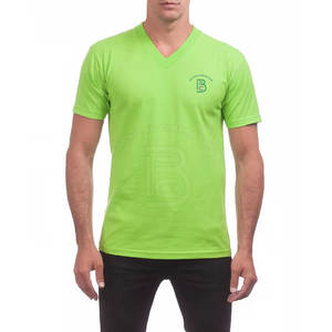 Camisetas Personalizadas con Cuello en V para Hombre, 100% Algodón, Transpirables, al por Mayor, Camisetas de Manga Corta con Cuello en V - Product Image 2