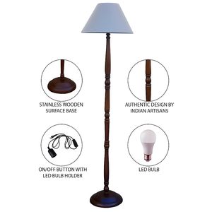 Lámpara de Pie de Madera Rústica de Nogal, Elegante, Clásica y Estilosa para Habitación y Oficina, Color Marrón Clásico, Multicolor, Tela, Suministro al por Mayor - Product Image 3