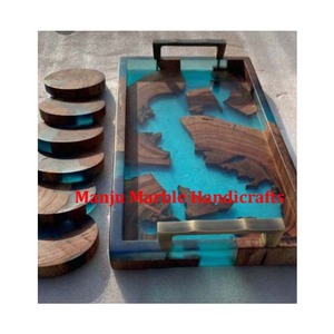 Sous-verre en bois incurvé à la main de pièce maîtresse classique de luxe avec matériau en résine forme ovale pour la décoration de Table à manger de cuisine à domicile - Product Image 5