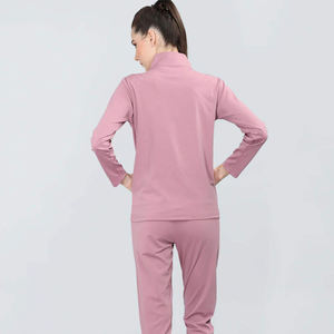 Ensemble de survêtement pour femme personnalisé avec fermeture éclair, broderie, respirant, extensible, deux pièces, veste à fermeture éclair, pantalon de jogging, gym, yoga - Product Image 3