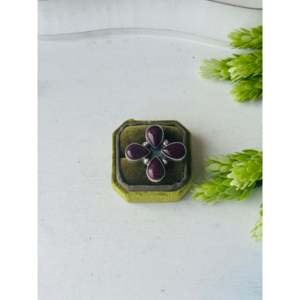 Bague Statement Bohème Myron Benally en Huître Épineuse Violette et Argent Sterling avec Sertissage Clos, Motif Géométrique, Taille 6, Pour Usage Quotidien - Product Image 1