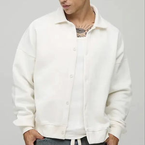 Solid College Jacket Zipper-Up Hoodie 2025 Oversized Breathable Streetwear <b>Men's</b> <b>Sweatshirt</b> Winter <b>White</b> Cotton Quality Custom - Product Image 1