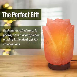 Lámpara de sal con forma de flor del Himalaya para decoración del hogar con bombilla - Product Image 4