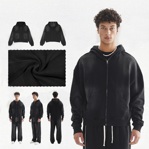 เสื้อฮู้ดดี้ผู้ชาย ผ้าฝ้ายดิสเทรส ทรงบ็อกซี่ หนานุ่ม โอเวอร์ไซส์ สตรีทแวร์ วินเทจ ปักลายตามสั่ง พิมพ์ลาย DTG แบบครอป แอซิดวอช ซิป - Product Image 6