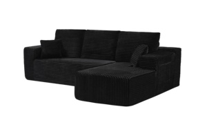 Màu đen nhung hình chữ L <span class=keywords><strong>sofa</strong></span> cắt với Chaise | không xương không khung Modular Lounge couch cho phòng khách & căn hộ - Product Image 2