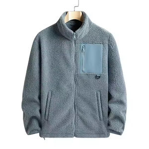 Veste en polaire sherpa chaude pour homme, col montant, logo sur le devant, personnalisée, nouvelle collection, service OEM, décontractée - Product Image 5