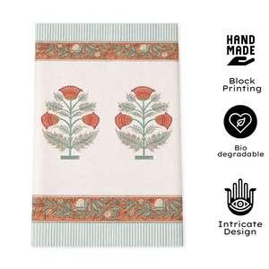 Serviettes en coton gaufré écologiques imprimées à la main en Inde, motif floral, super douces, séchage rapide, absorption rapide, pour hôtels et vente au détail - Product Image 2