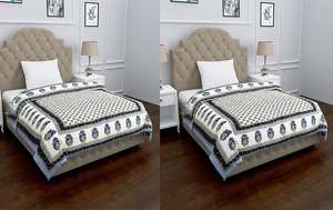 100% pur coton remplissage main bloc imprimé couette Jaipuri Rajai Kantha jeter literie couvre-lit - Product Image 4