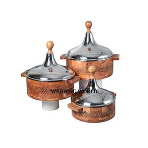 Réchaud à nourriture en métal de qualité supérieure, design classique et élégant, fait à la main, avec un design d'autocollant arabe, en bois - Product Image 5