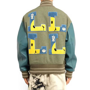 Chaqueta de cuero de béisbol para hombre High Street College con cuello levantado OEM personalizado y parches bordados para chaqueta de invierno para hombre - Product Image 2