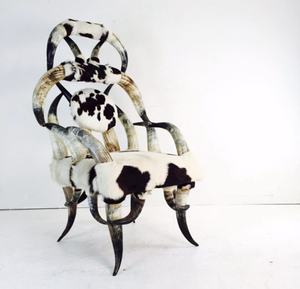 เก้าอี้เขาควายหรูหรา สไตล์วินเทจแบบอเมริกัน พร้อมเบาะหนัง สำหรับบ้าน โรงแรม บาร์ บ้านไร่ และวิลล่า - Product Image 1