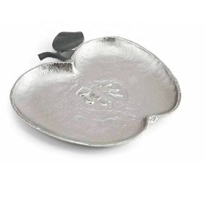 จานแอปเปิ้ลชุบนิกเกิลสีเงินหรูหราเหมาะสำหรับขนมขบเคี้ยวขนมหวานสลัดผลไม้เสิร์ฟบนโต๊ะและเคาน์เตอร์ห้องครัว - Product Image 1