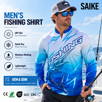 Snel drogende lange mouwen comfortabele pasvorm UPF50 zonbescherming rits-omsluitende jersey met aangepaste gesublimeerde grafische print unisex volwassenen vissers