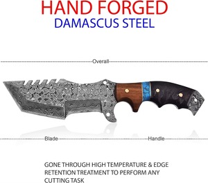 Couteau en acier Damas fait à la main avec manche en bois, couteau de camping, vente chaude, couteau d'extérieur. - Product Image 3