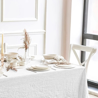 Nappe de table moderne en coton blanc pour fête, pique-nique, restaurant, cuisine et décoration alimentaire - Réutilisable, durable, lavable