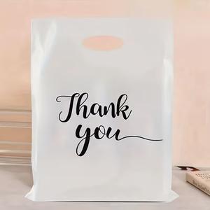 Bolsas de Regalo para Fiestas y Compras con Asas, 35x45cm, Bolsas de Embalaje para Negocios, Bolsas Reutilizables Blancas con Impresión Negra - Product Image 1