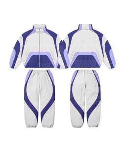 Veste coupe-vent de haute qualité 100% nylon, pantalon élastique 2 pièces et panneaux de veste à col, ensemble de survêtement coupe-vent pour homme - Product Image 3