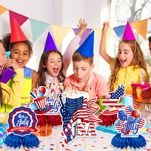New Title Modern Independence Day Theme <b>Honeycomb</b> Tabletop <b>Decor</b> for Festive Party Atmosphere - Product Image 3