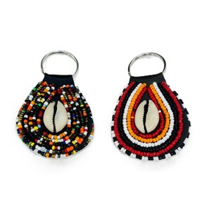 พวงกุญแจลูกปัดทำมือประดับเปลือกหอยสไตล์แอฟริกันดั้งเดิม ลูกปัดหลากสีสัน ดีไซน์เอกลักษณ์แบบชนเผ่า สำหรับกระเป๋าและของขวัญ - Product Image 3