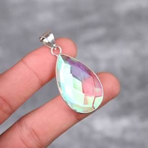 Colgante de Topacio Místico, Plata de Ley 925, Colgante de Piedra Preciosa Hecho a Mano, Collar de Joyería, Regalo para Ella, Joyería de Topacio Místico - Product Image 2