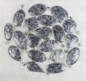 สร้อยคอจี้แจสเปอร์สไตล์โบฮีเมียนแบบพิโนลิธประดับอัญมณีธรรมชาติพร้อมตัวเรือนชุบเงิน - Product Image 2