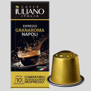 Café Iuliano Espresso Granaroma Napoli 10 Capsules Mélange Arabica Robusta Doux et Caféiné Certifié Halal Compatible - Product Image 1