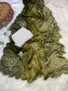 Nueva variedad de estilo moderno, la mejor blusa Sari de seda Rangoli suave pura con Khatli Butta y Resam y trabajo manual pesado, moda de mujer - Product Image 6