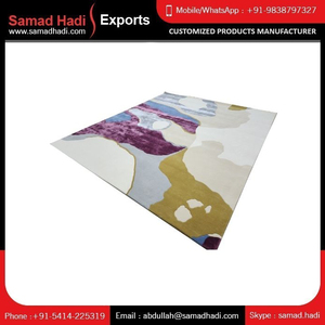 Tapis en laine style treillis simple très demandé, tufté à la main 3D, brodé noir et blanc, tapis moderne pour l'exportation en gros - Product Image 5