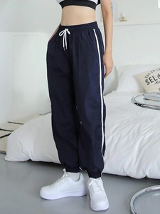 Pantalones de chándal de forro polar de algodón para mujer, pantalones informales holgados de cintura alta de color sólido de nuevo estilo, venta al por mayor OEM - Product Image 4