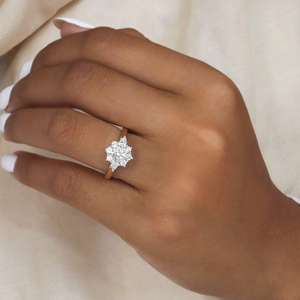 Igi/gia แหวนแต่งงาน/แหวนหมั้นเพชรแบบวินเทจ14K สีเหลืองและสีขาวทองสำหรับผู้หญิงเหมาะสำหรับเป็นของขวัญงานครบรอบ - Product Image 4