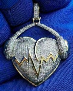 Pendentif en forme de coeur en argent sterling 925 coupe ronde laboratoire créé diamant Hip Hop bijoux pendentif en diamant personnalisé - Product Image 2