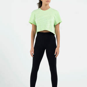 2024 Women's <b>Crop</b> Top <b>T</b>-<b>Shirts</b> High Quality Canvas Striped Short Sleeve Loose <b>Fit</b> Summer Breathable Design - Product Image 5