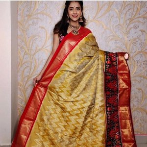 Sari de diseñador con impresión digital rica Ikkat - Product Image 4