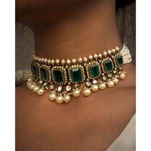 Collier ras-de-cou en perles Noor Jahan, chaîne tendance, bijoux de mariage - Product Image 3