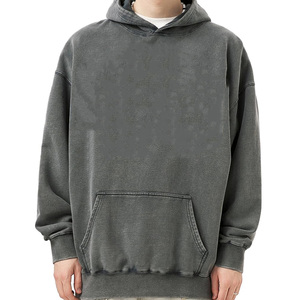 Streetwear OEM Pull à capuche vintage surdimensionné pour homme avec impression lavée à l'acide Coton mélangé lourd personnalisé - Product Image 4