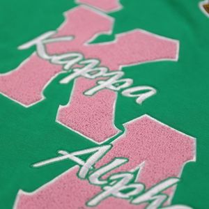 100 cotone AKA confraternita felpa verde ciniglia Logo ricamato comodo stile di vita greco abbigliamento Casual elegante - Product Image 5