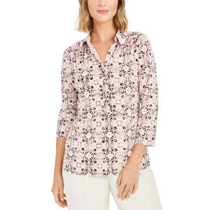 Polo da Donna Charter Club a Maniche 3/4 Rosa, Vestibilità Slim, Stile Casual con Logo, Traspirante, in Maglia, Taglia XS - Product Image 1