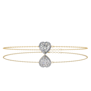 Bracelet personnalisé en argent sterling 925 pour femme, breloque classique simple en forme de coeur avec moissanite diamant halo, cadeau pour les occasions de fête - Product Image 5