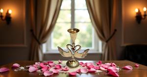 Bougeoir en laiton à deux oiseaux pour la décoration intérieure pour le salon Bougeoirs de table en métal pour cadeaux de mariage - Product Image 4