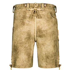 Shorts en cuir bavarois pour hommes, style tendance, fermeture éclair écologique, design uni décontracté - Product Image 3