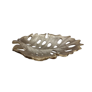 Plato de servicio en forma de plomo de aluminio, plato de servicio de Color dorado para el hogar y restaurante, vajilla hecha a mano personalizada - Product Image 1