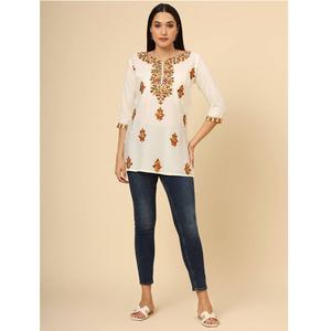 Premium Quality Ladies Rayon Knitted Short Top with Round Neck and Ribbed Hem Western Style <b>Kurta</b> for Export and Bulk Orders - Product Image 1