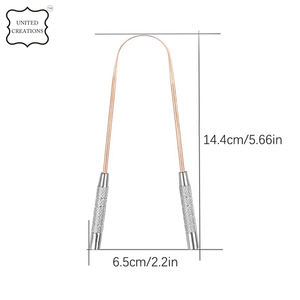 เครื่องขูดลิ้นทองแดงบริสุทธิ์พร้อมด้ามจับสีเงินอุปกรณ์ทำความสะอาดลิ้นแบบพรีเมี่ยมด้ามจับทำจากทองแดงบริสุทธิ์ปี100% - Product Image 3